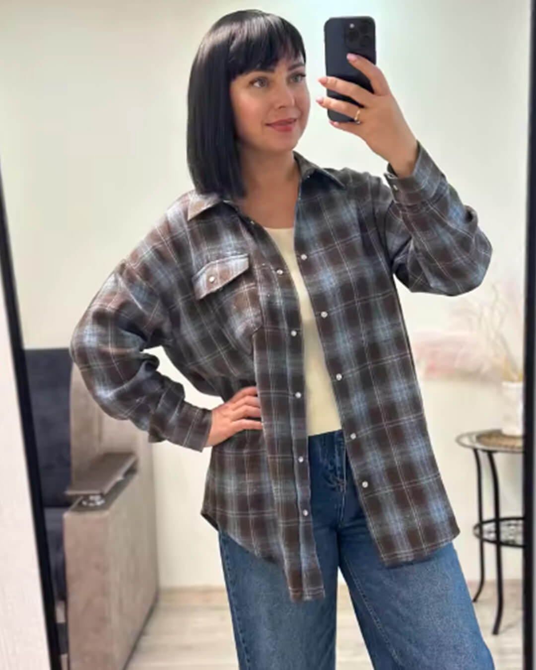 Camicia oversize a quadri Kate