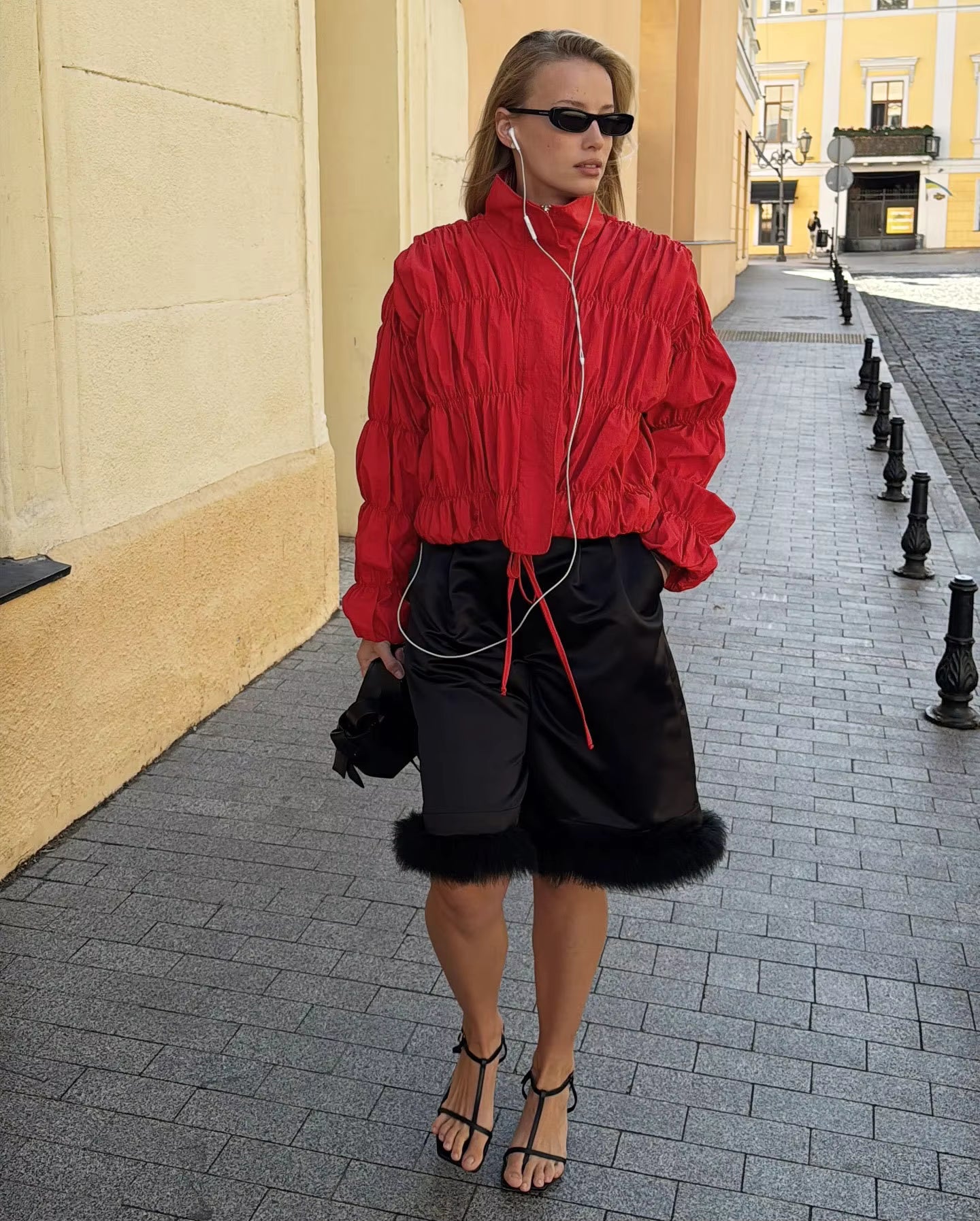 Giacca Ellie con zip e arricciature