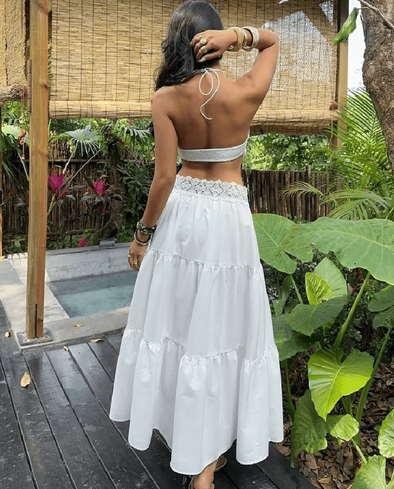 Set gonna a strati con top allacciato al collo Lena Lace