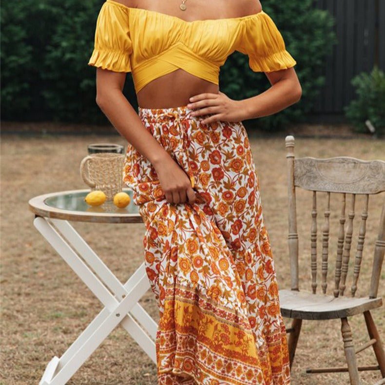Leah Flowing Puff Sleeve Crop Top