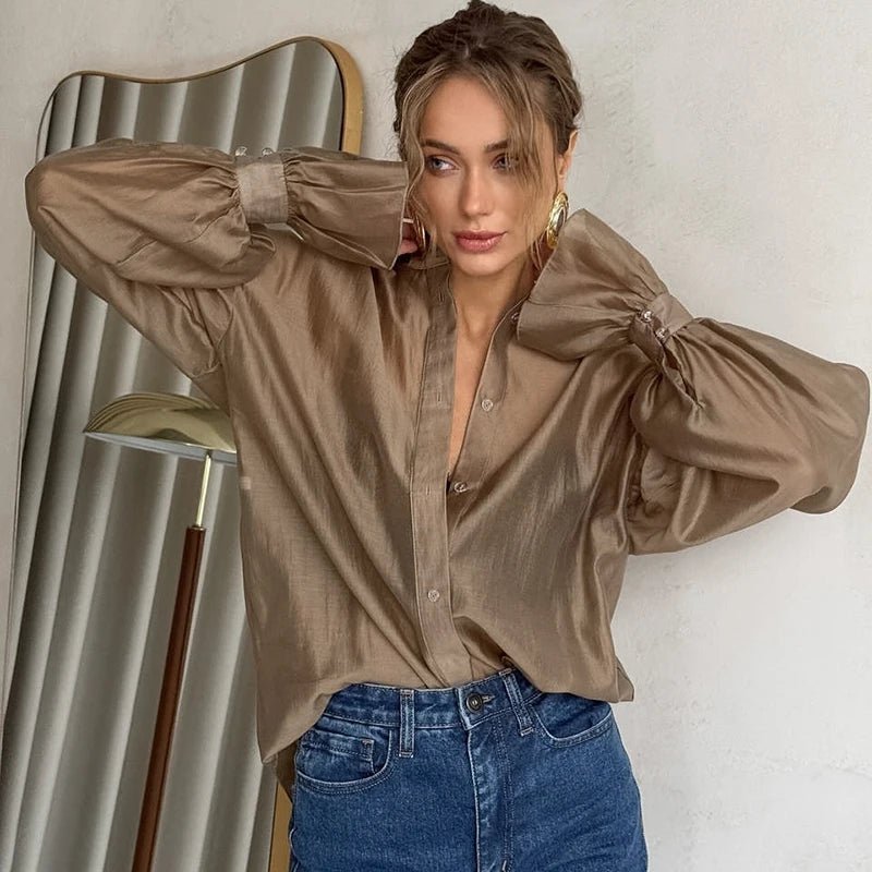Blouse transparente à manches longues Vivienne