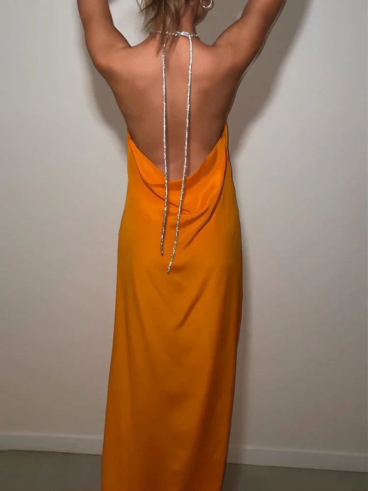 Leah Pailletten-Halter-Maxi-Kleid