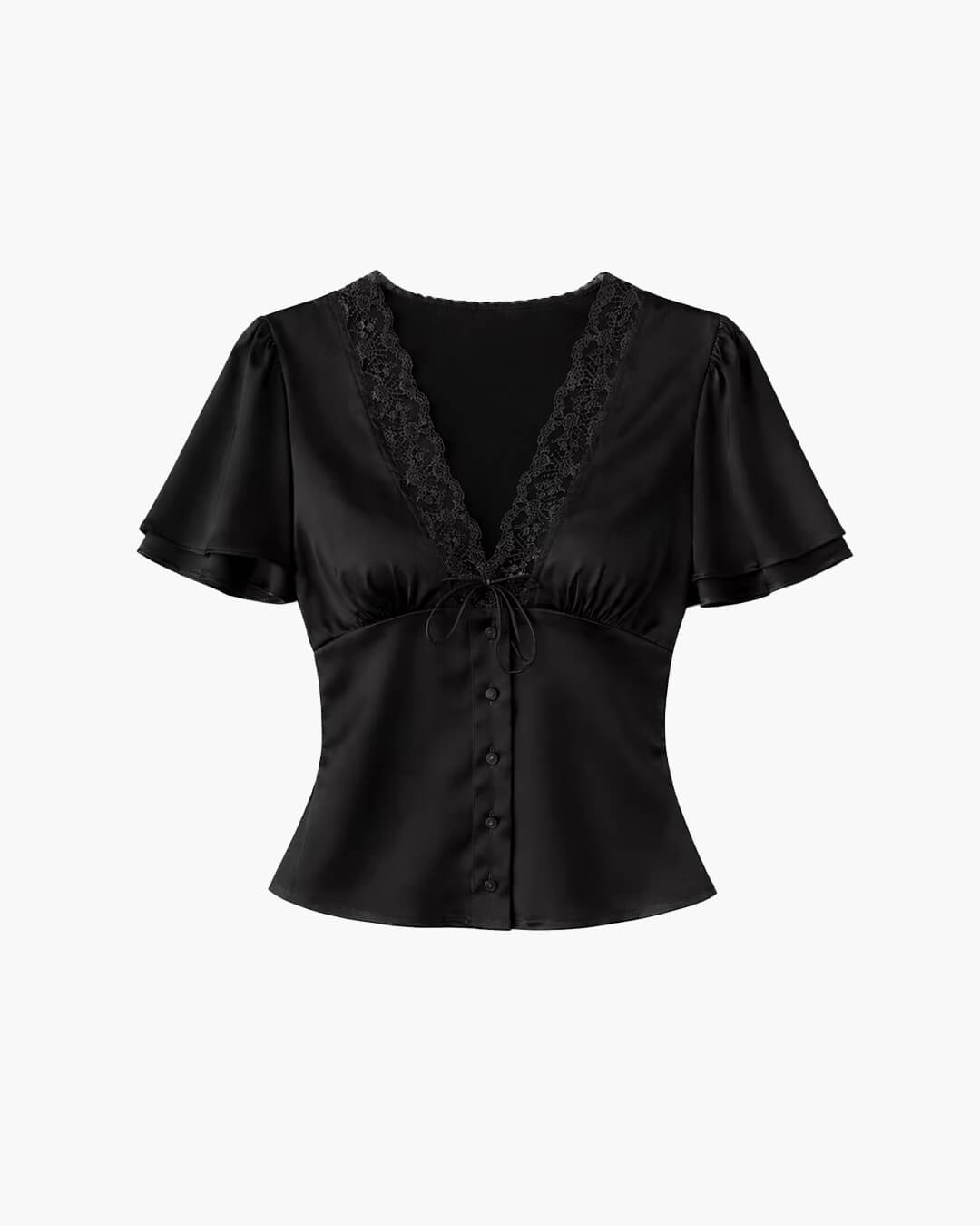 Greta Satin-Button-Bluse
