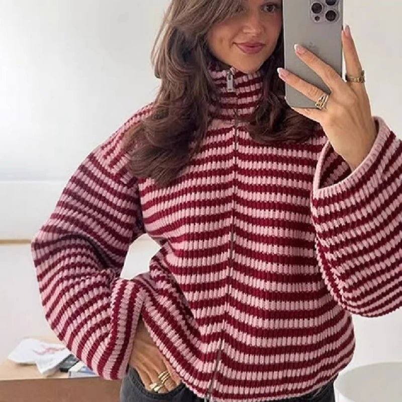 Hanna High Neck Zip-Up Cardigan