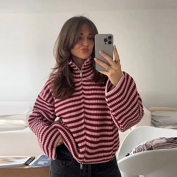 Cardigan Hanna a collo alto con zip