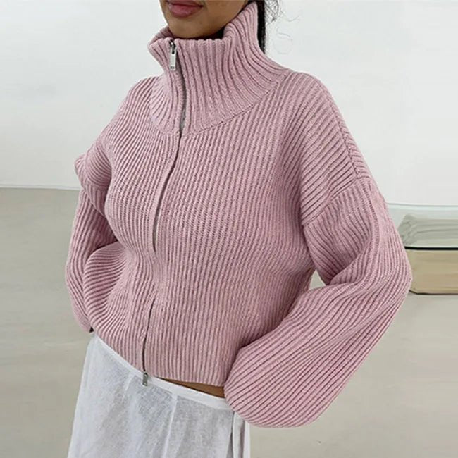 Cardigan Hanna a collo alto con zip