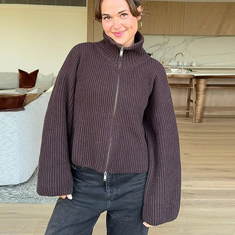 Cardigan Hanna a collo alto con zip