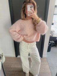 Addison Off-Shoulder Mohair Pullover