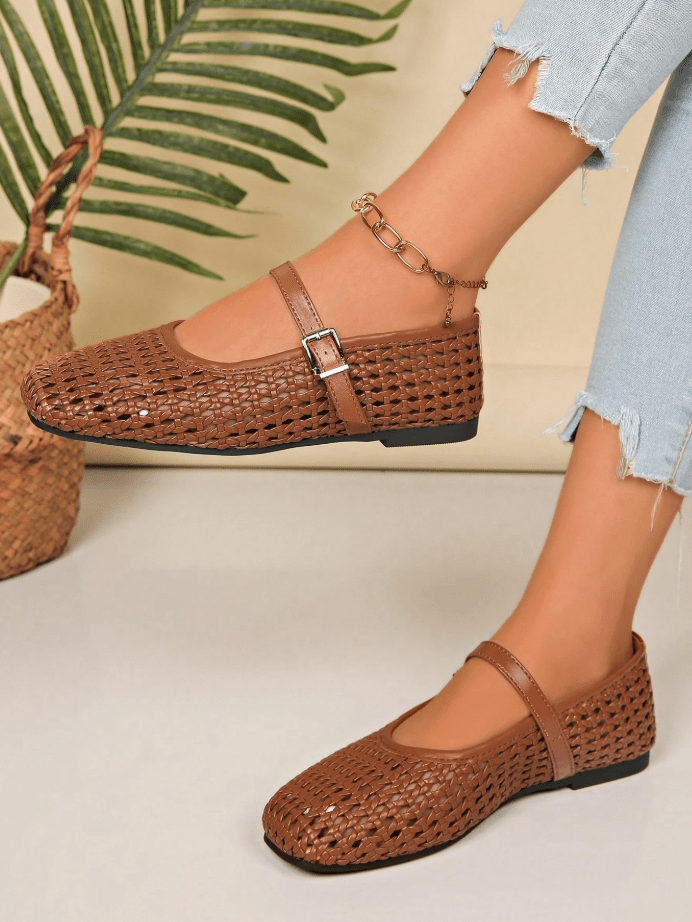 ZEYA - Aheda Woven Mesh Mary Jane Flats