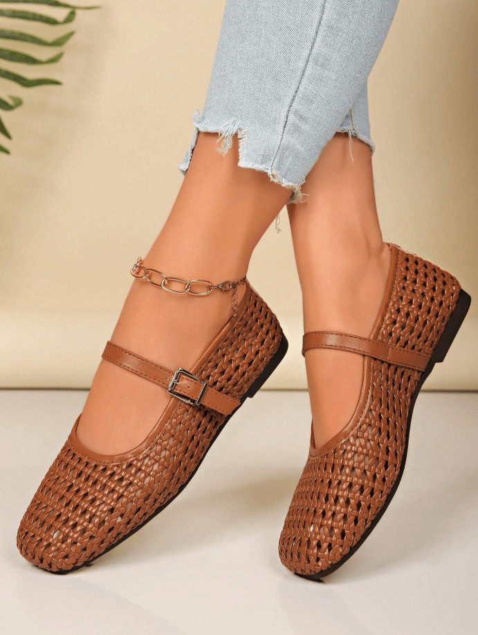 ZEYA - Aheda Woven Mesh Mary Jane Flats