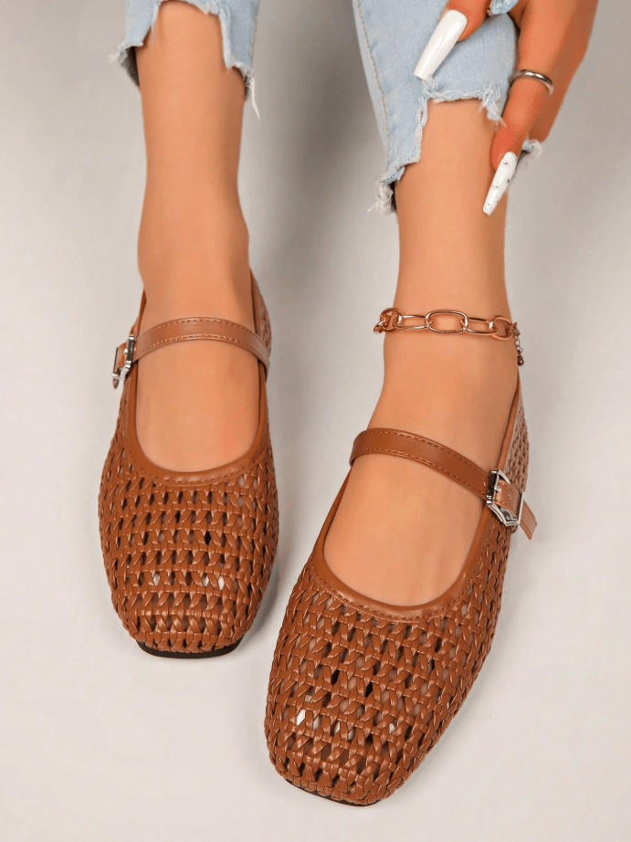 ZEYA - Aheda Woven Mesh Mary Jane Flats