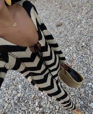 Robe longue Aimee à rayures en maille à manches longues