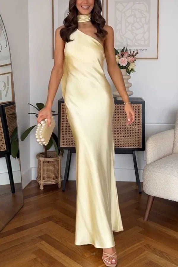 ZEYA - Alamta One-Shoulder Silk Evening Gown
