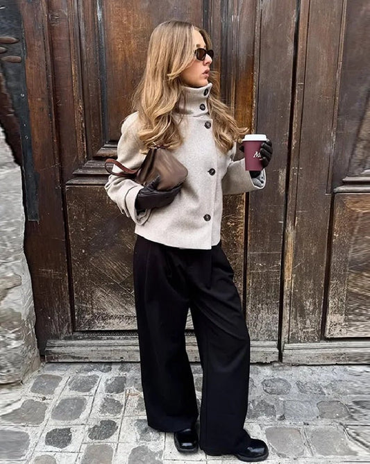 ZEYA - Alice Stand Collar Jacket with Pockets
