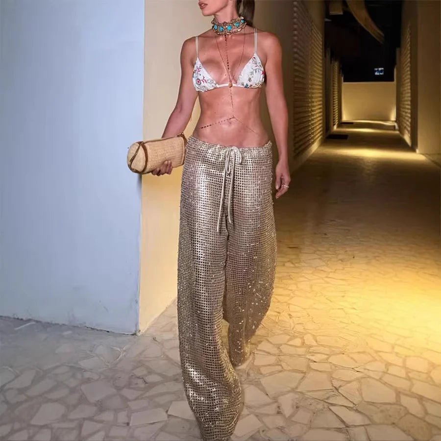 ZEYA - Alicia Gold Drawstring Wide Leg Pants