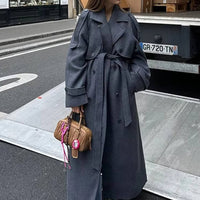 Manteau long ceinturé Alicia gris