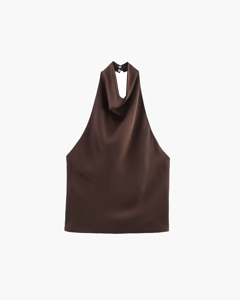 ZEYA - Allison Halter Backless Satin Top