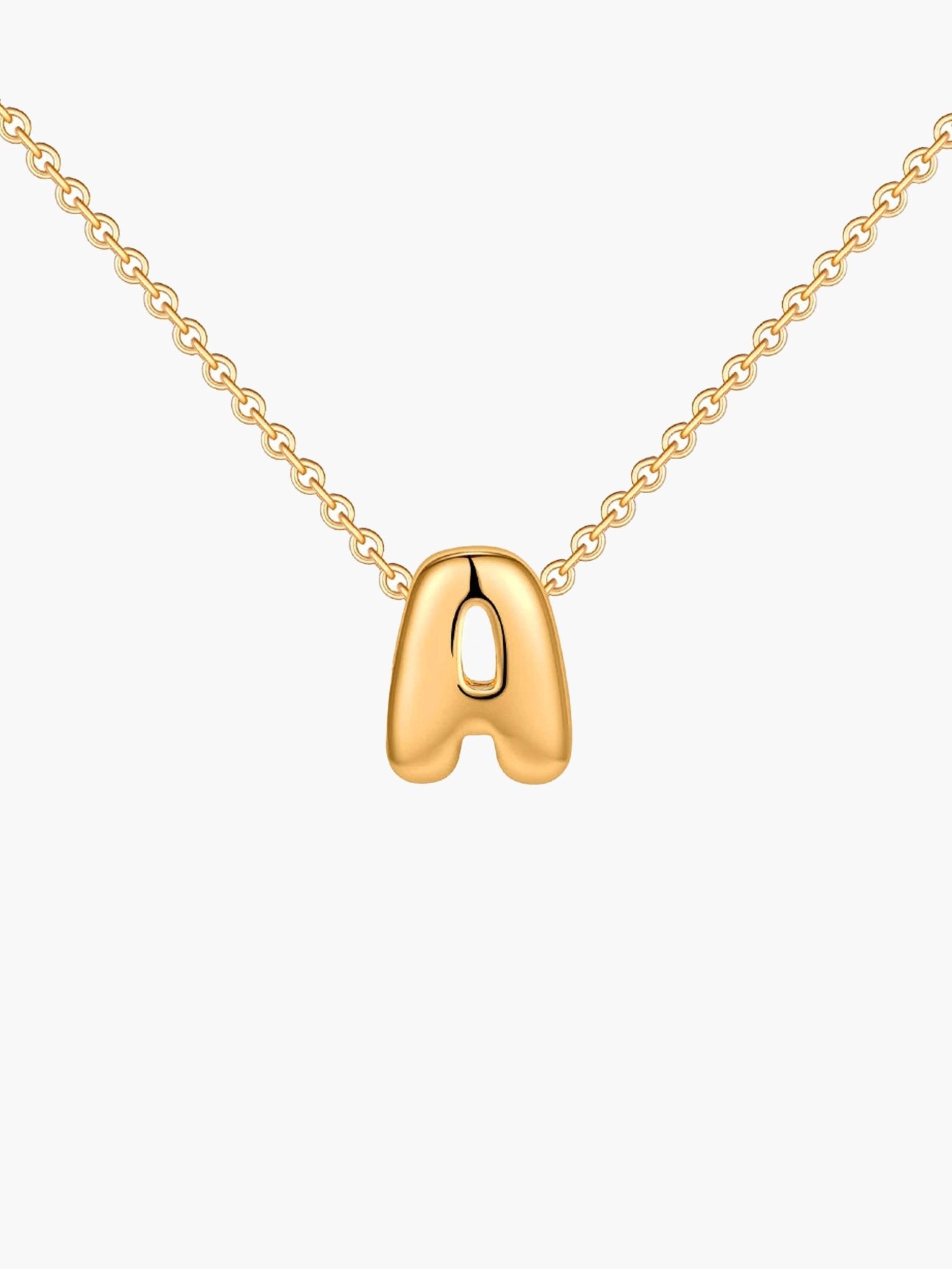ZEYA - Alouette Gold Initial Necklace - Dainty 3D Bubble Name Jewelry for Women
