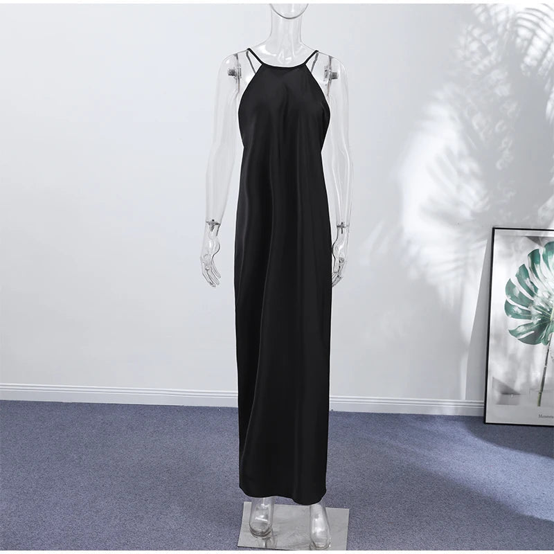 ZEYA - Althea Satin Halter Maxi Dress