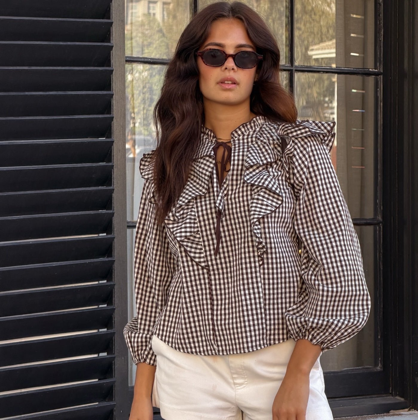 ZEYA - Amelie Gingham Ruffle Blouse