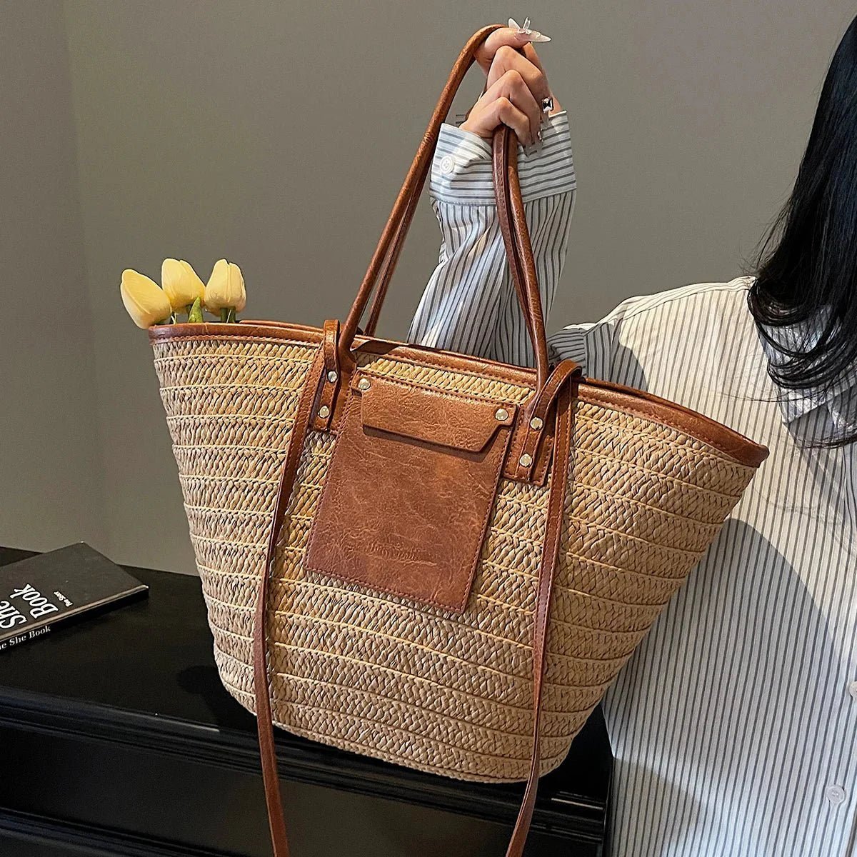 ZEYA - Aneyla Forest Woven Single-Shoulder Tote