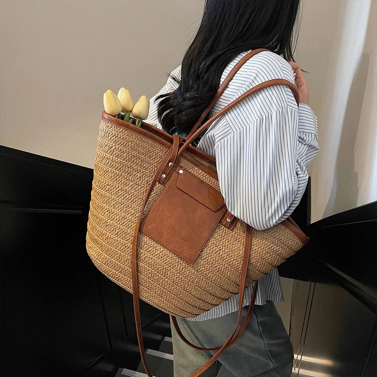 ZEYA - Aneyla Forest Woven Single-Shoulder Tote