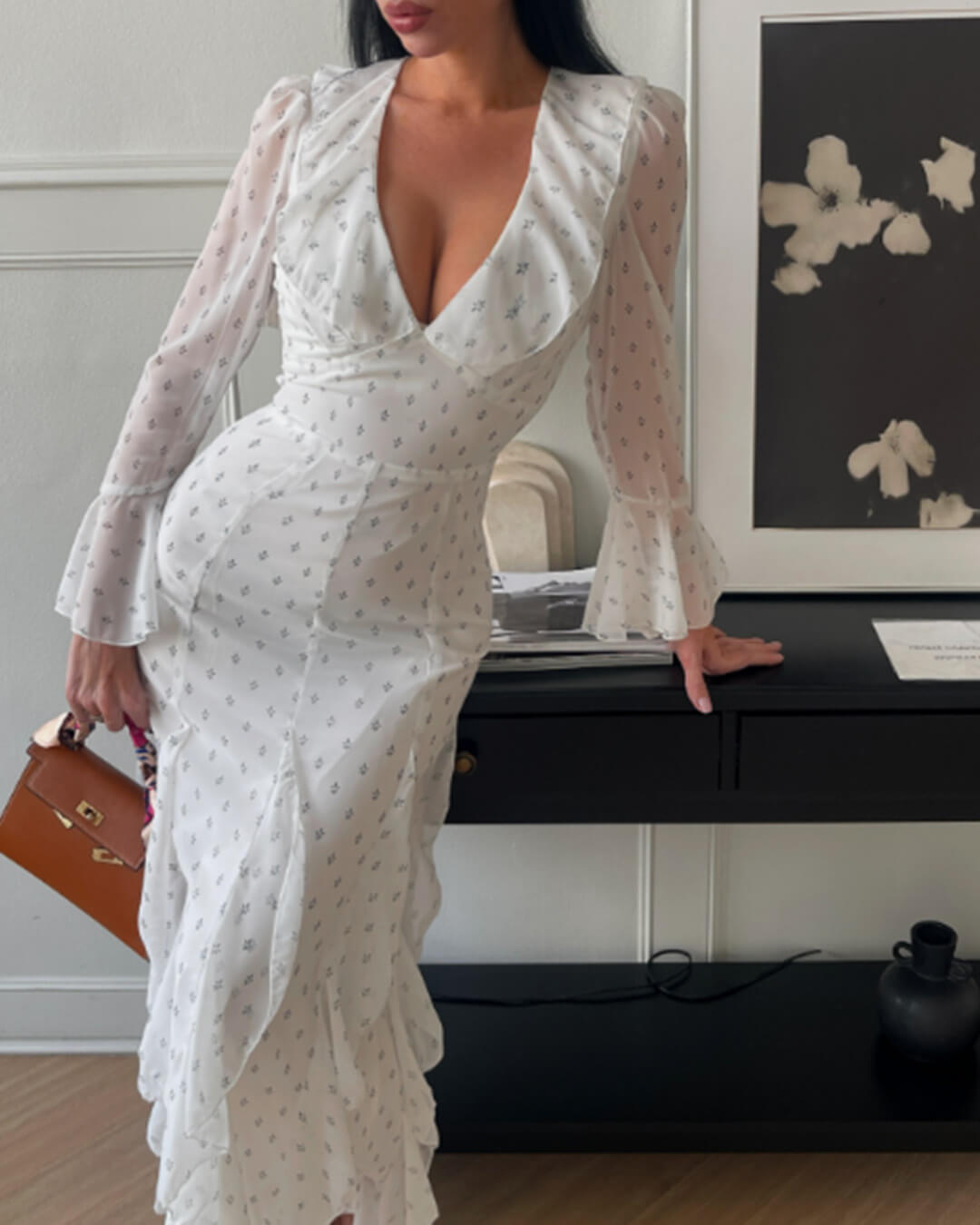 ZEYA - Athena Flared Sleeve Ruffle Maxi Dress