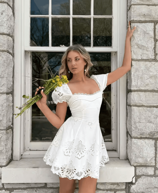 ZEYA - Audra Lace Hollow-Out Mini Dress