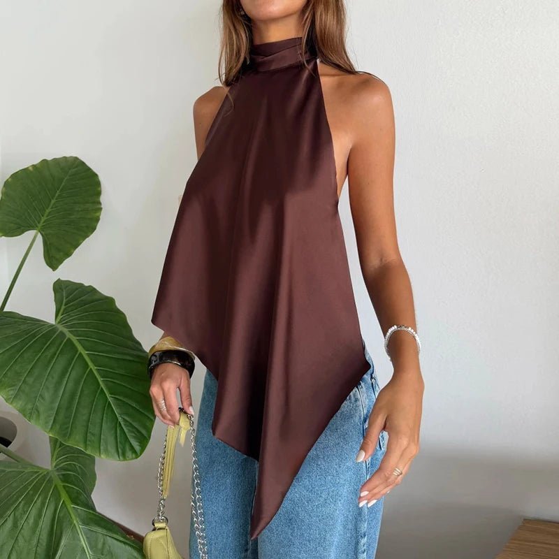 ZEYA - Ava Backless Halter Silk Top