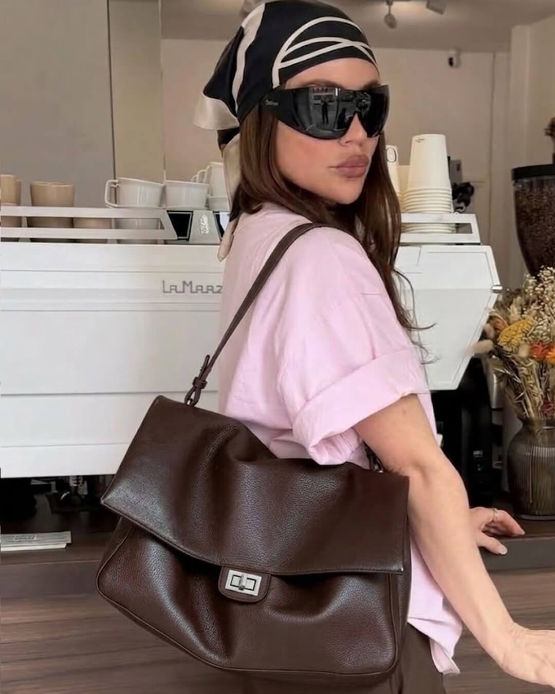 ZEYA - Ava Maxi Flap Leather Shoulder Bag