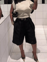 Short bermuda taille haute Adina avec ceinture