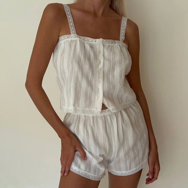 ZEYA - Bianca Lace Trim Pajama Short Set