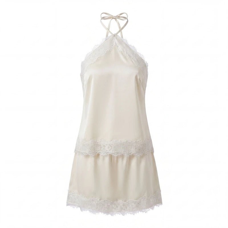 ZEYA - Bianca Two-Piece Satin Lace Halter Set