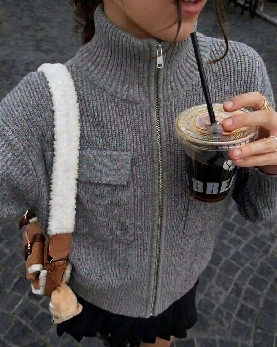ZEYA - Bonnie Funnel Neck Zip Up Sweater