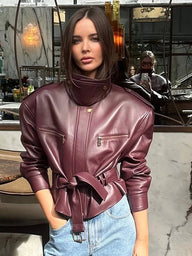 Veste en similicuir ceinturée Brooklyn