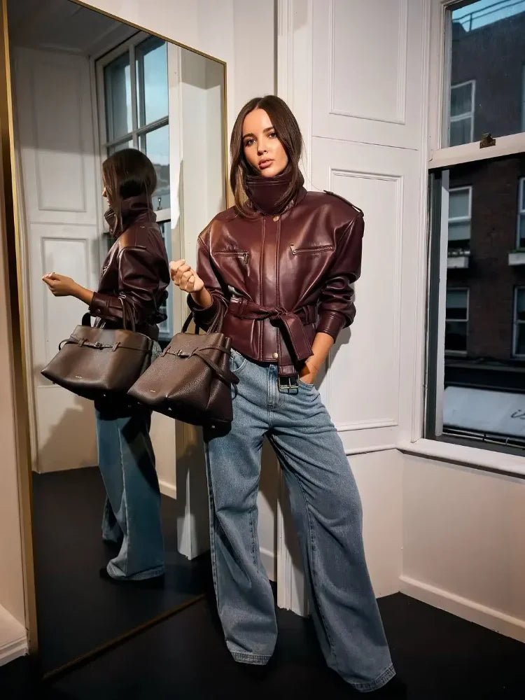 ZEYA - Brooklyn Belted Faux Leather Jacket