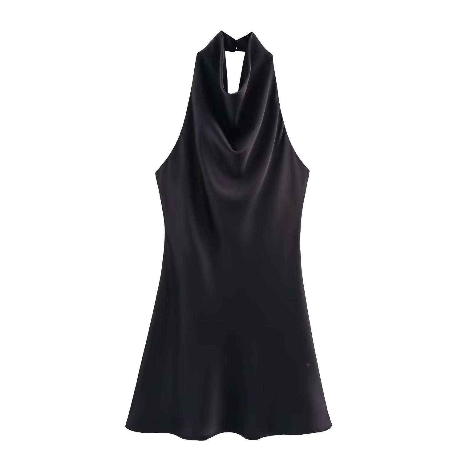 ZEYA - Callie Satin Halter Draped Mini Dress