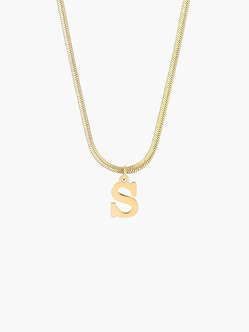 ZEYA - Capriana Inital Necklace - Gold Initial Necklace with A - Z Alphabet Pendant & Elegant Snake Chain