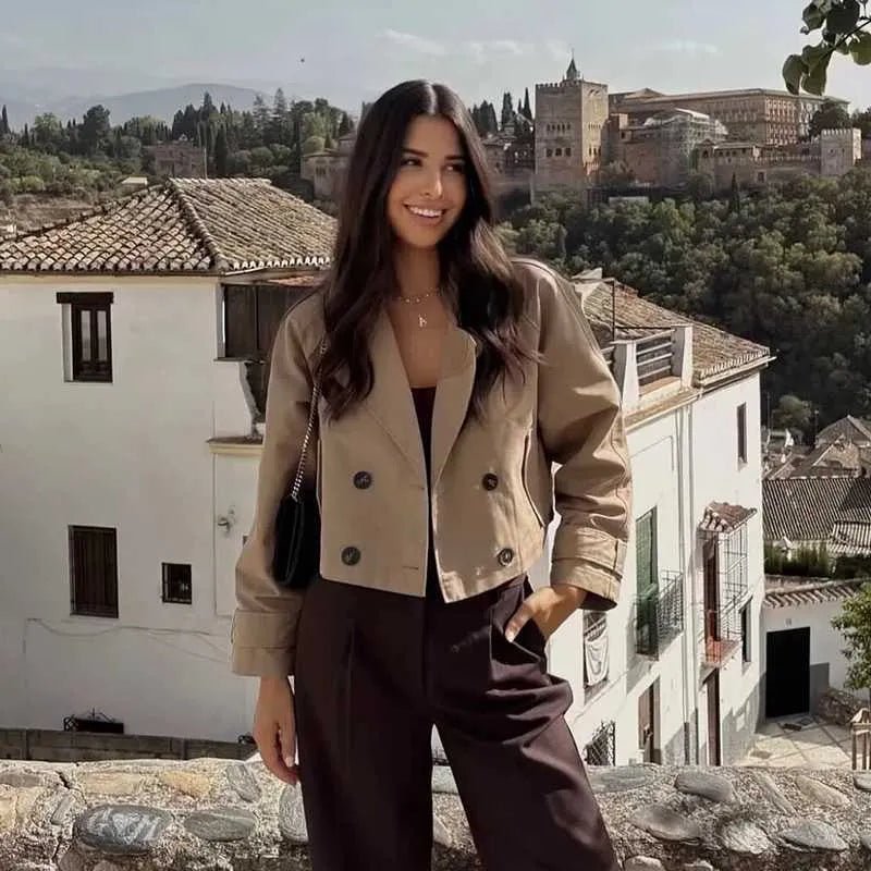 ZEYA - Carla Cropped Double Breasted Trench Coat