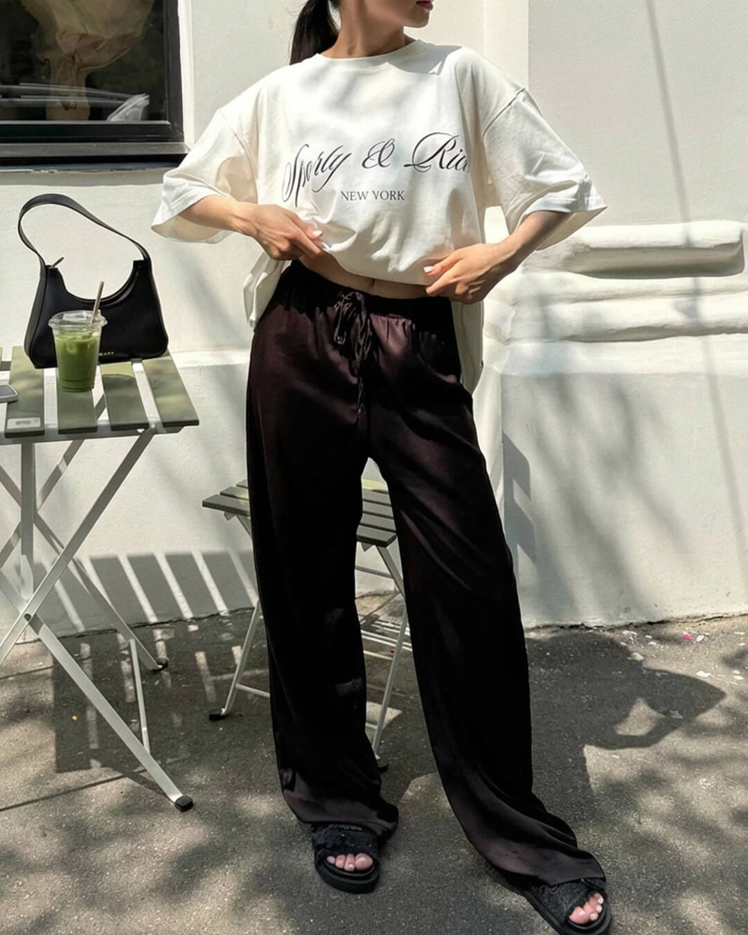 ZEYA - Carlene High Waist Satin Wide Leg Trousers