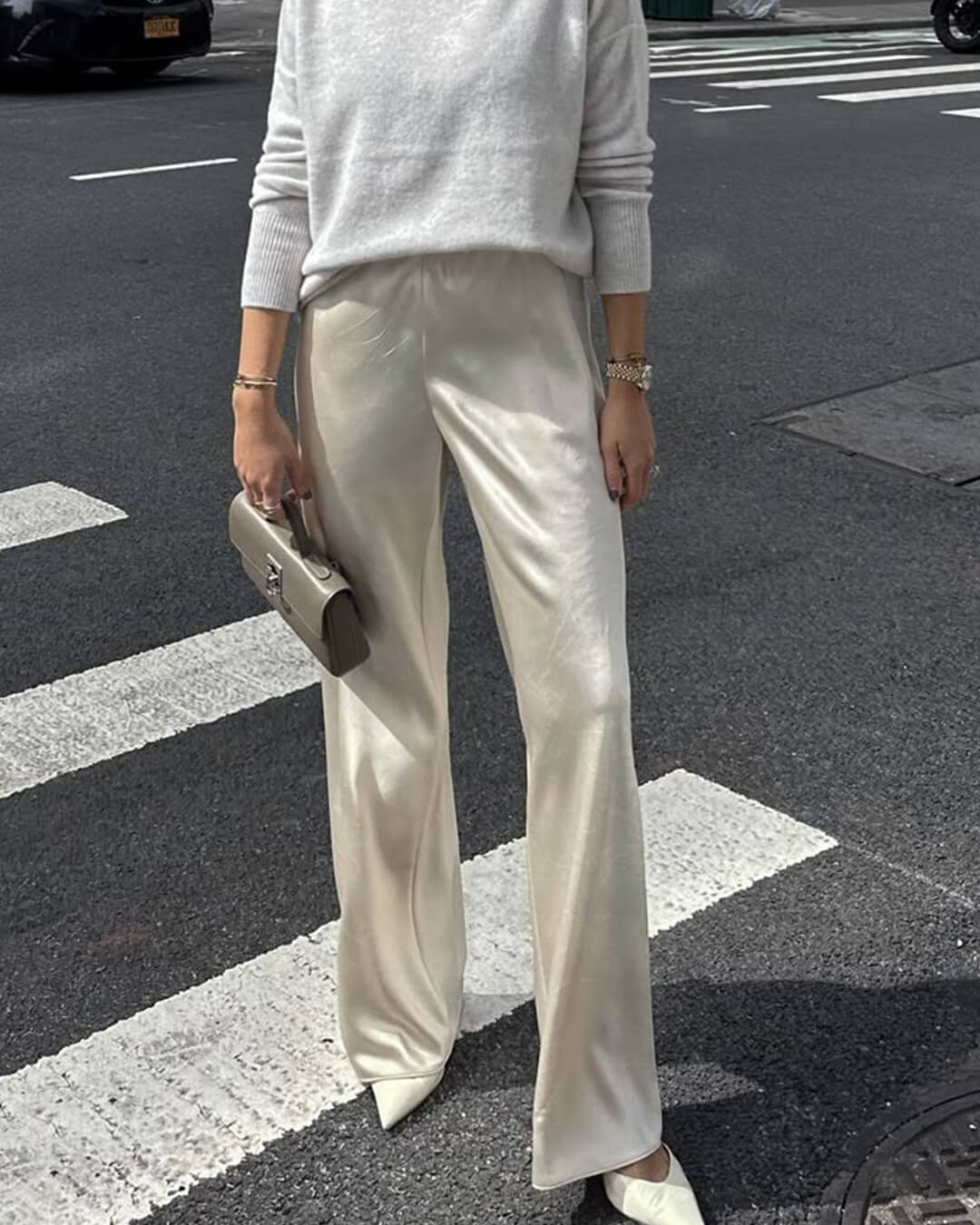 ZEYA - Carlene High Waist Satin Wide Leg Trousers