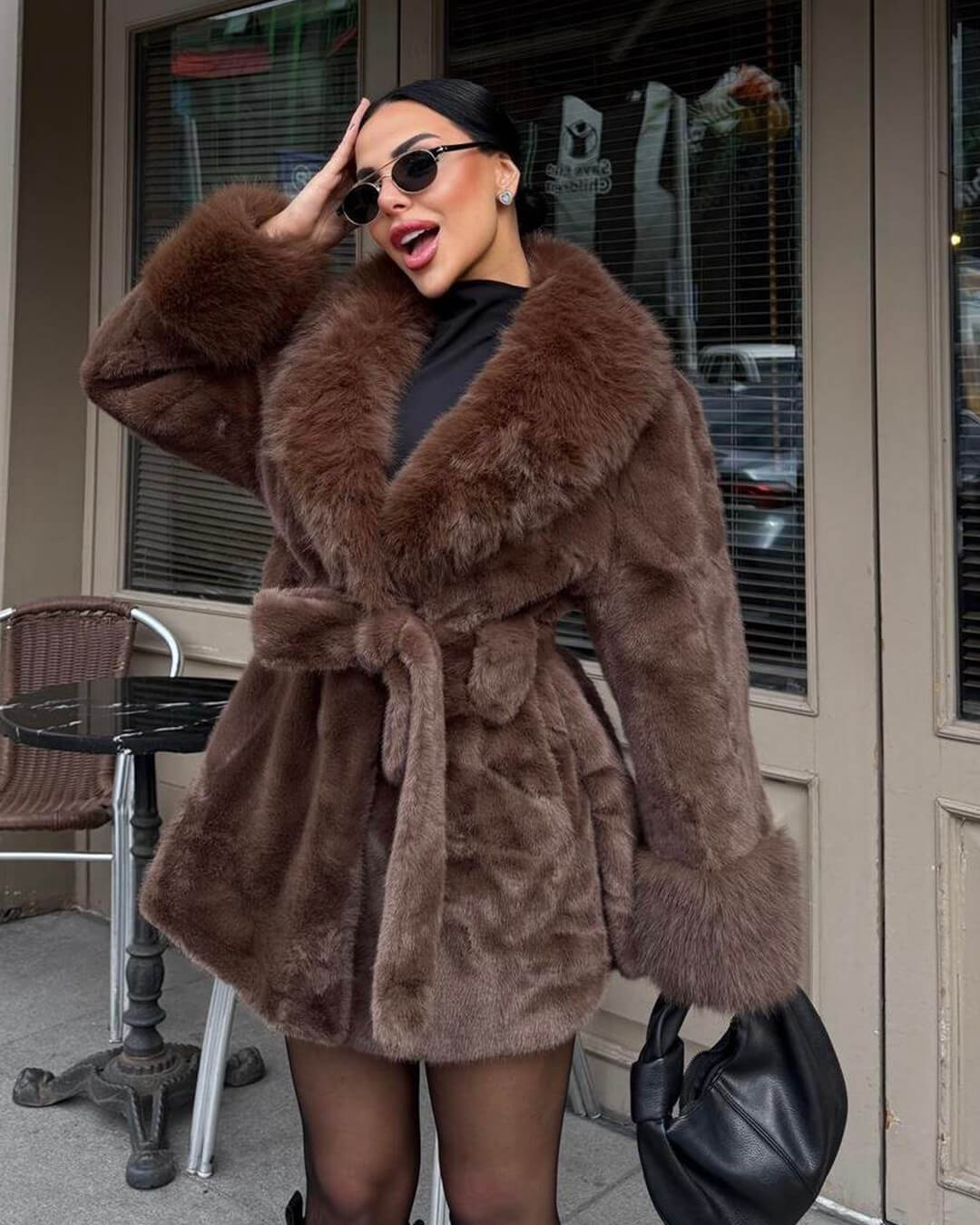 ZEYA - Carmina Faux Fur Trim Coat