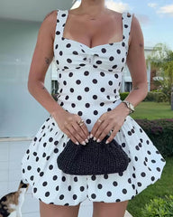 Robe Mini Cassy à Pois Manches Ballon