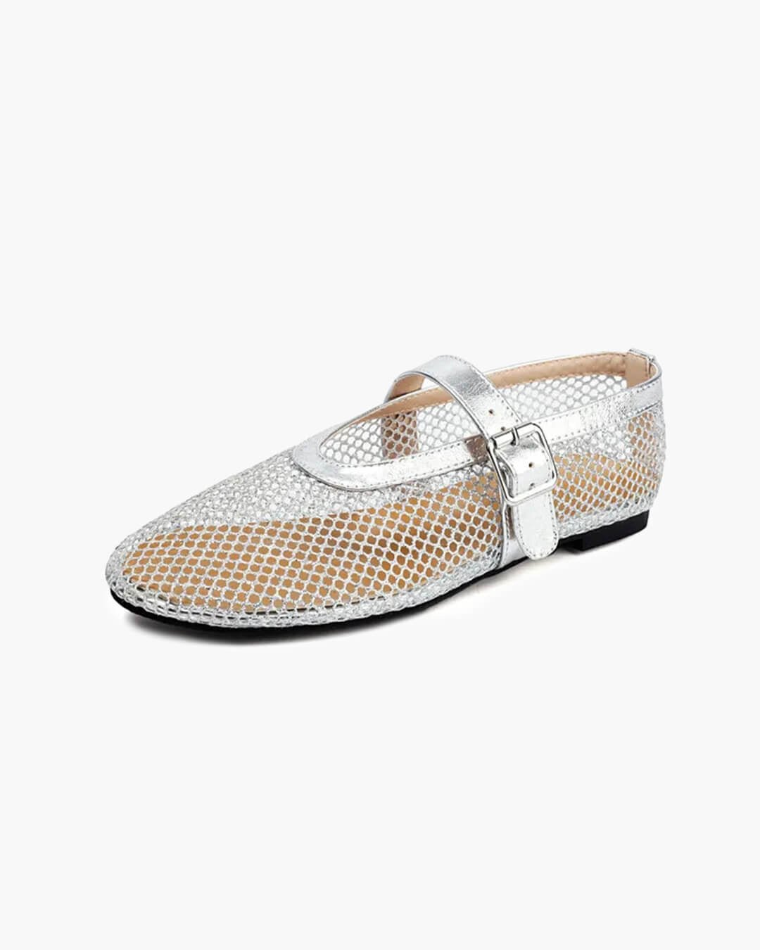 ZEYA - Celeste Buckled Mesh Ballet Flats