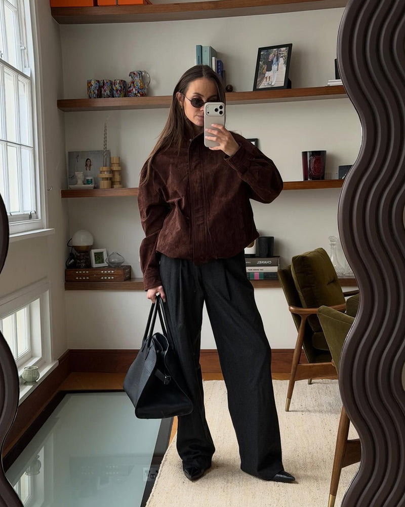 ZEYA - Celia Stand Collar Suede Jacket