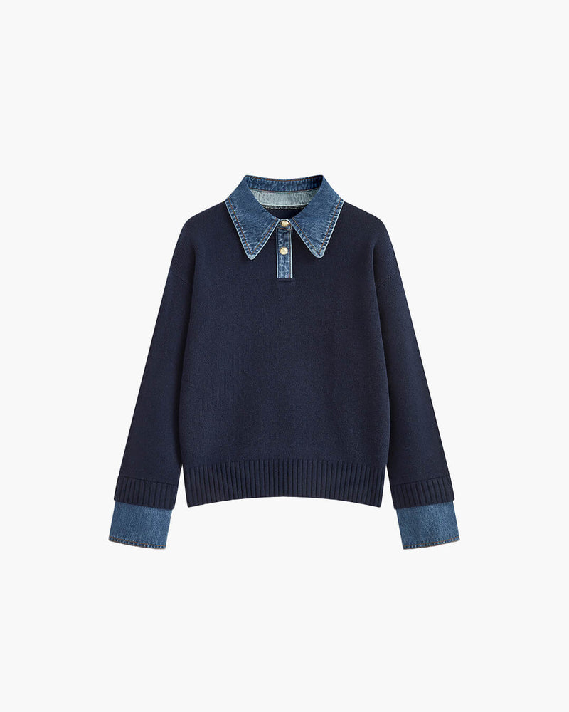 ZEYA - Claire Denim Collar Sweater