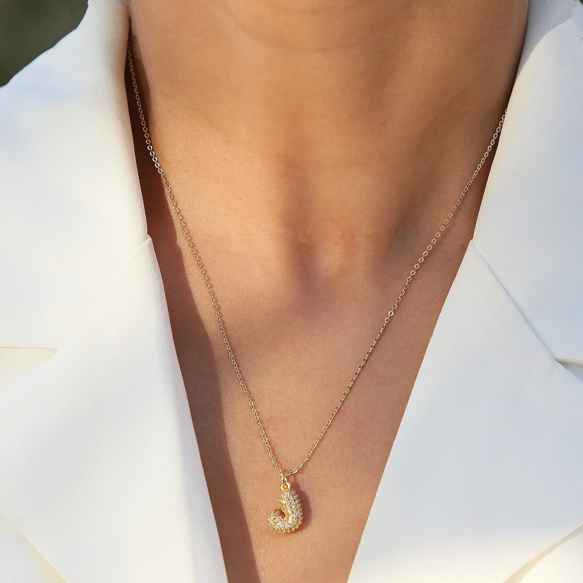 ZEYA - Claire Small Bubble Initial Necklace