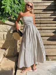Clare gerafftes gestreiftes Tube-Kleid