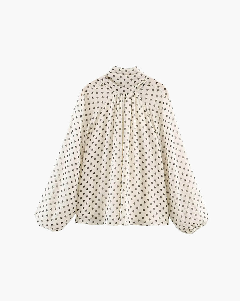 ZEYA - Cleo High Collar Polka Dot Blouse