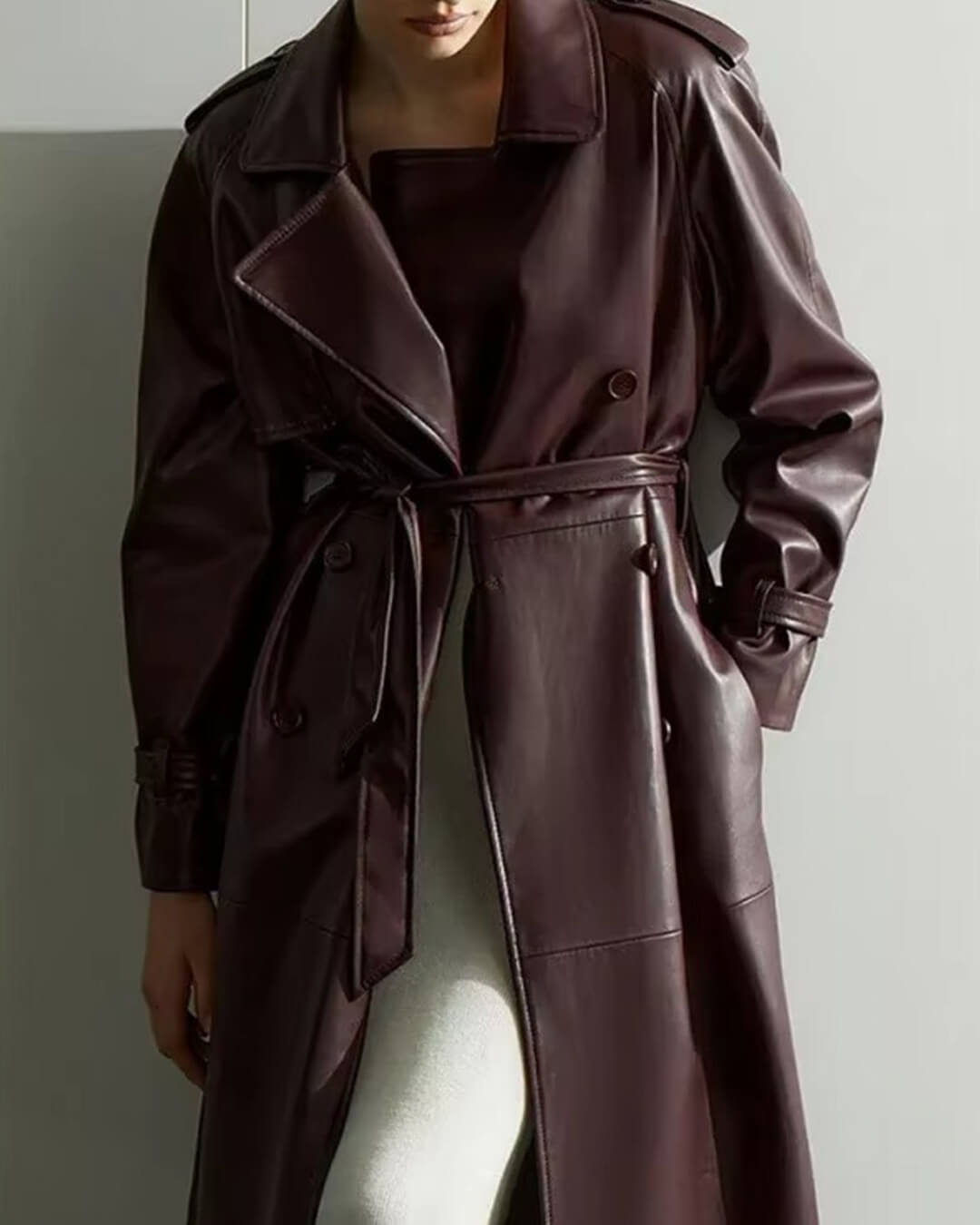 ZEYA - Connie Faux Leather Maxi Trench Coat